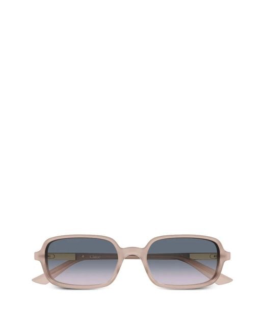 Chloé White Rectangle-Frame Sunglasses