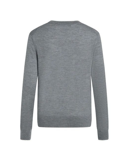 Karl Lagerfeld Gray Merino Wool Crew-Neck Sweater