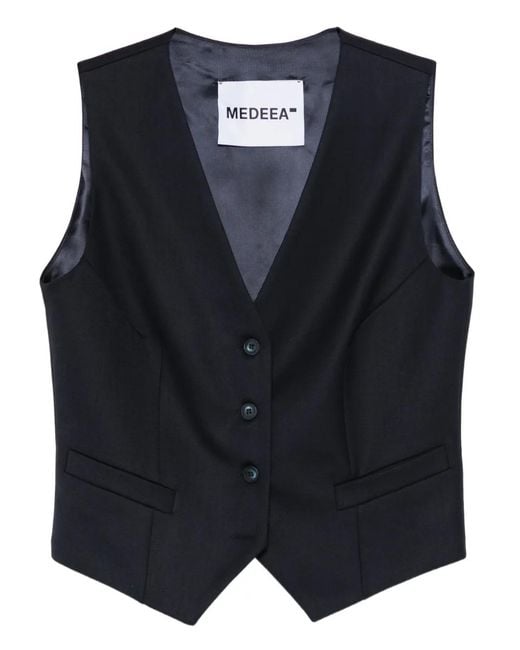 MEDEA Blue Button-Front Waistcoat