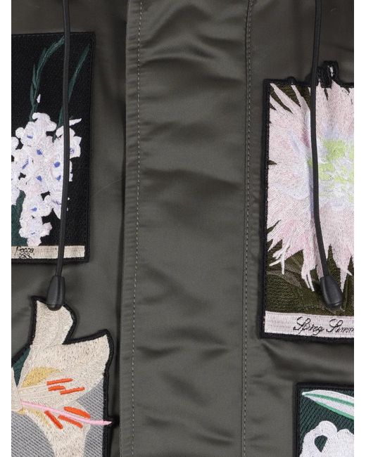 Alpha Industries Black X Cecilie Bahnsen Floral-Patch Hooded Bomber Jacket