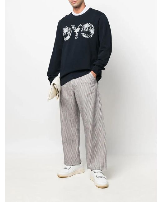 Junya Watanabe Blue Logo Crew Neck Sweatshirt for men