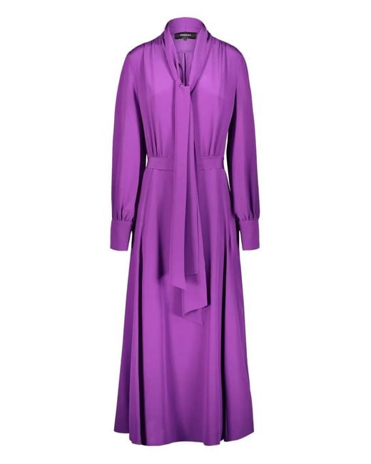 Rochas Purple Tie-Neck Long Dress