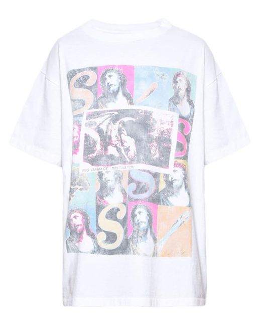 T-shirt con stampa grafica di SAINT Mxxxxxx in White da Uomo