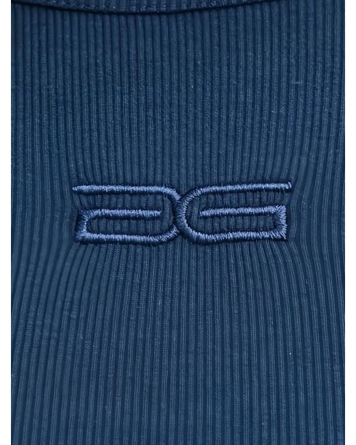 Gestuz Blue Logo-Embroidered Long-Sleeved T-Shirt