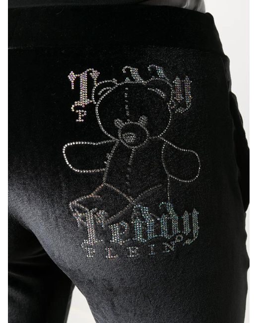 Philipp Plein Black Monogram Teddy Bear Track Pants