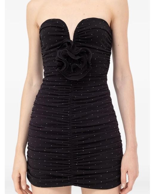 Nissa Black Floral-Appliqué Mini Dress