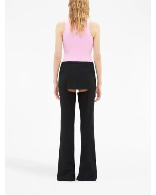 Courreges Black Chaps Flared Tailored Trousers