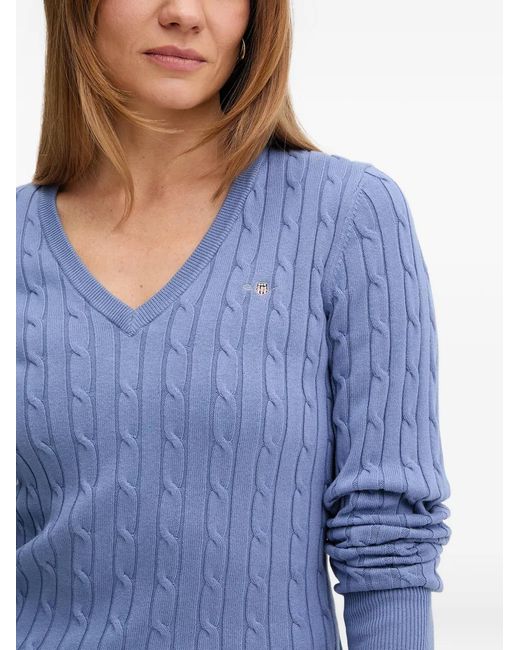 Jersey Con Cuello En V Gant de color Blue