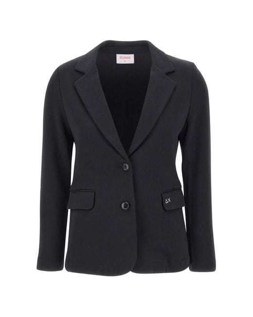 Sun 68 Blue Notched-Lapels Blazer