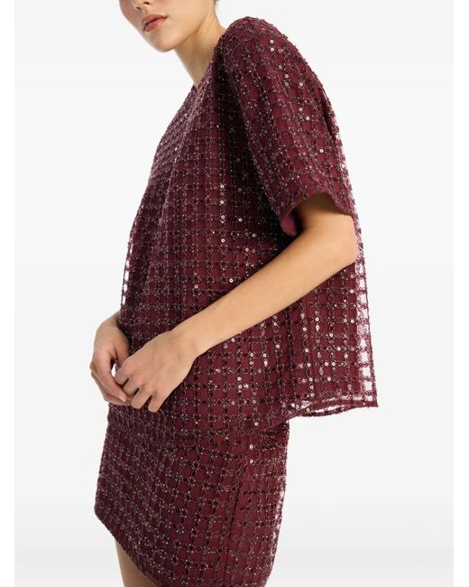 ROTATE BIRGER CHRISTENSEN Red Beaded Mini Skirt