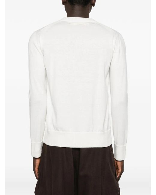 Sacai White Long-Sleeve Crew-Neck Sweater for men