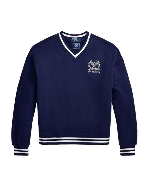 Polo Ralph Lauren Blue V-Neck Embroidered Sweatshirt