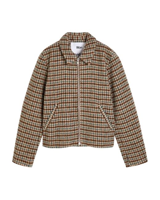 Won Hundred Brown Checked Zip Overshirt for men