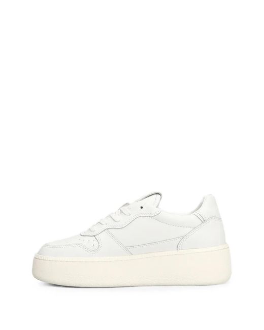 Date White Court Platform Leather Sneakers