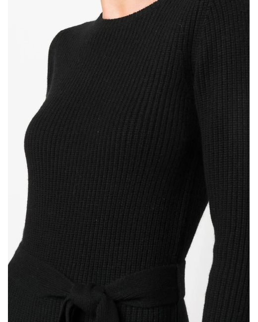 Yves Salomon Black Ribbed-Knit Midi Dress