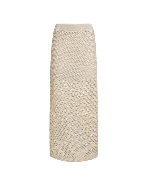 Brunello Cucinelli White Dazzling Texture Net Knit Skirt