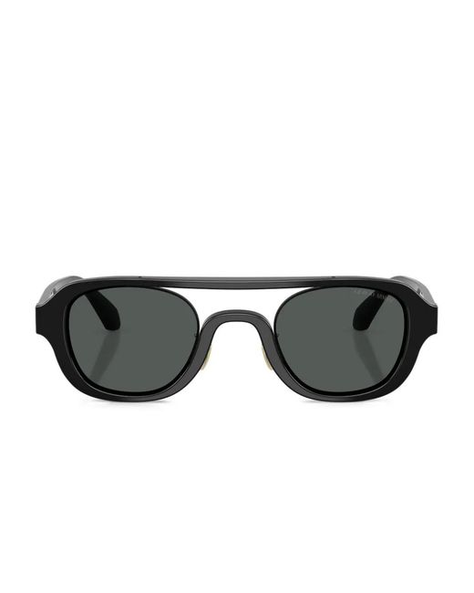 Giorgio Armani Black Round-Frame Sunglasses for men