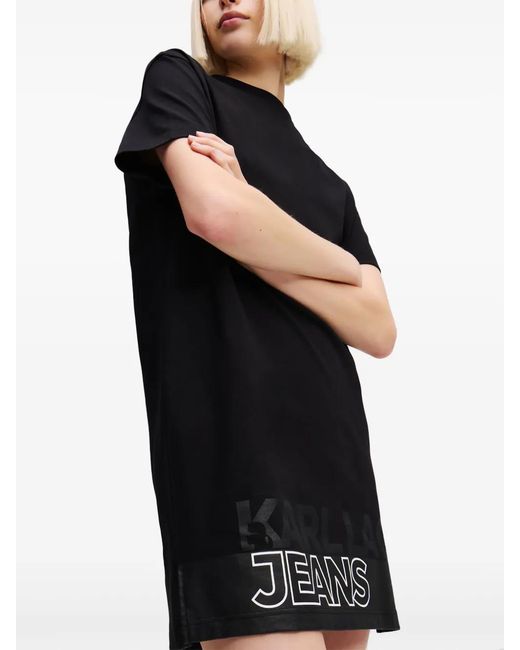 Karl Lagerfeld Black Logo-Print Dress