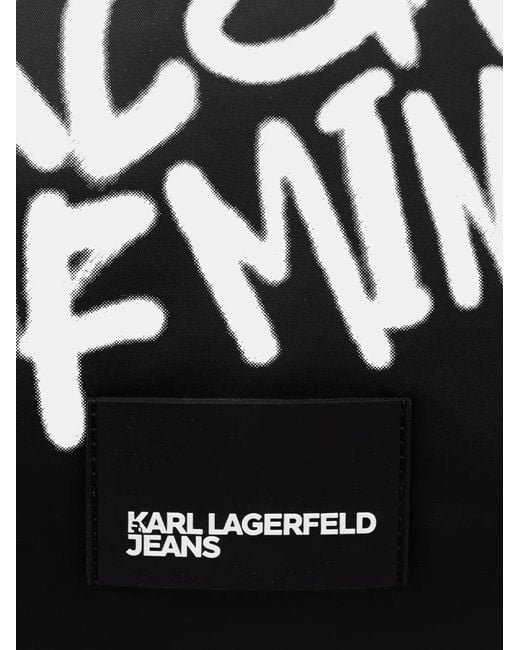 Karl Lagerfeld Black Graffiti-Print Logo-Patch Tote Bag