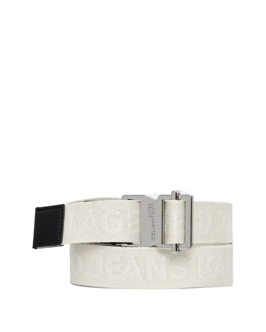 Karl Lagerfeld White Logo-Jacquard Webbed Belt