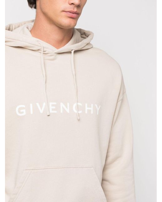 Hoodie en coton à logo imprimé Givenchy pour homme en coloris Natural