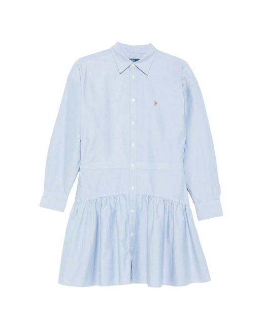 Polo Ralph Lauren Blue Robe Courte À Volants