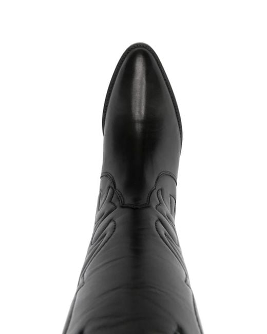 Julie Dee Black 35Mm Leather Cowboy Boots