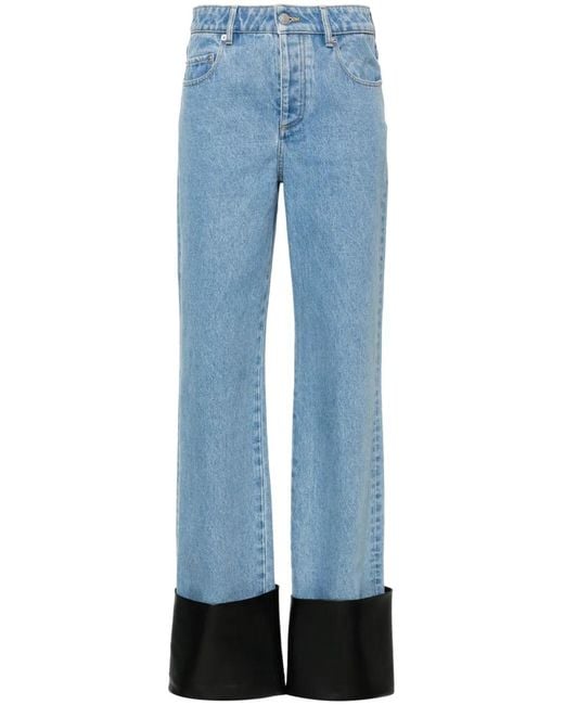 Nanushka Blue Turn-Up Detailed Straight-Leg Jeans
