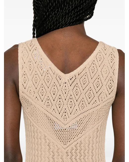 Blugirl Blumarine White Pointelle-Knit Sleeveless Maxi Dress