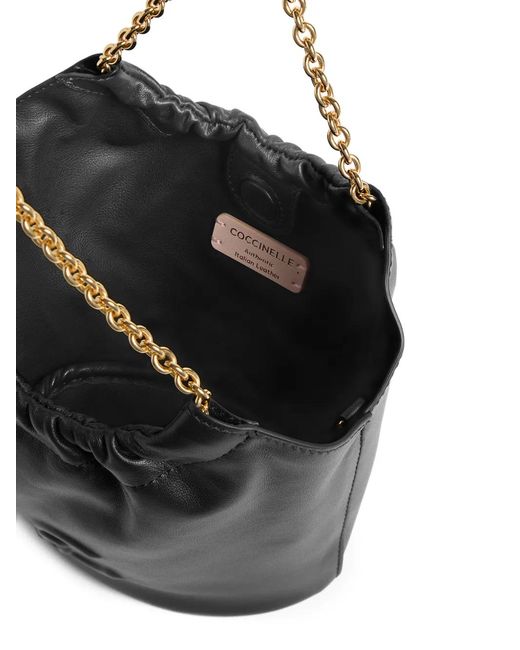 Coccinelle Black Embossed-Logo Tote Bag