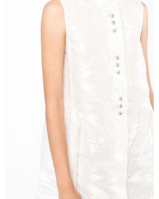Shiatzy Chen White Crystal-Embellished Button-Detail Blouse