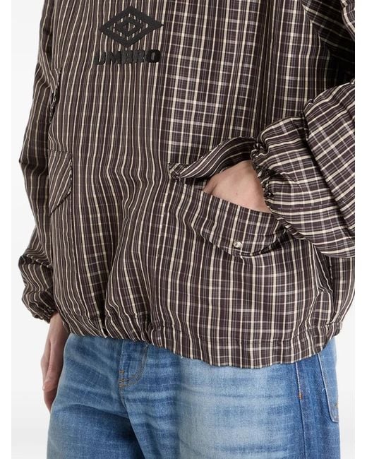 Umbro Brown Checked Hooded Jacket for men