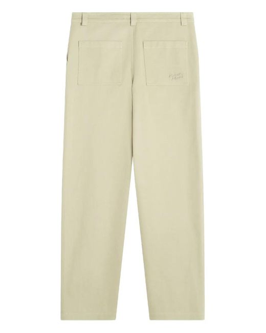 Maison Kitsuné Natural Maison Kitsun㉠Embroidered-Pocket Trousers for men