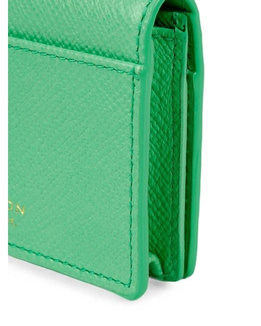 Smythson Green Snap-Closure Bi-Fold Card Holder
