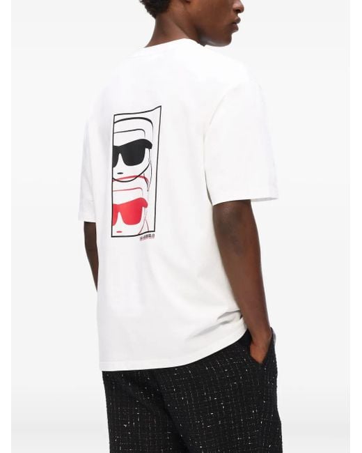 Karl Lagerfeld White Ikon Fusion T-Shirt for men