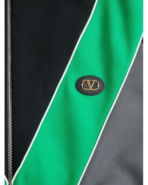 Valentino Garavani Green Zip Logo-Patch Sweater for men