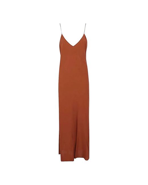 Alberto Biani Brown Spaghetti-Strap Bias-Cut Dress
