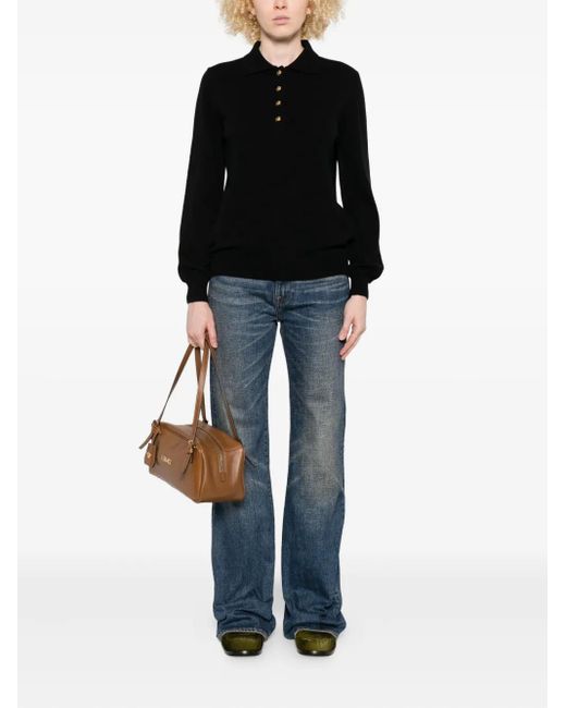 Blazé Milano Black Button-Placket Polo Top