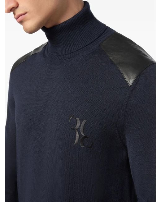 Billionaire Blue Turtle-Neck Jumper for men