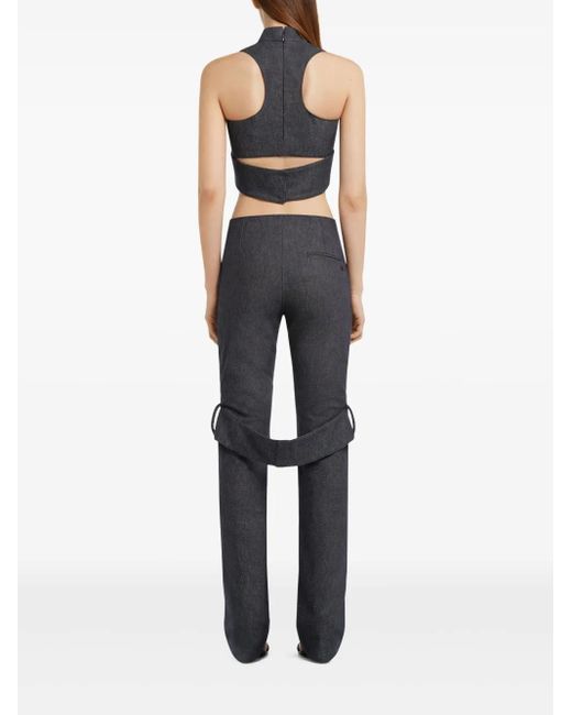 Courreges Black Mock-Neck Denim Top