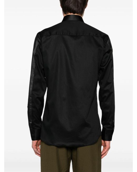Karl Lagerfeld Black Satin-trim Poplin Shirt for men