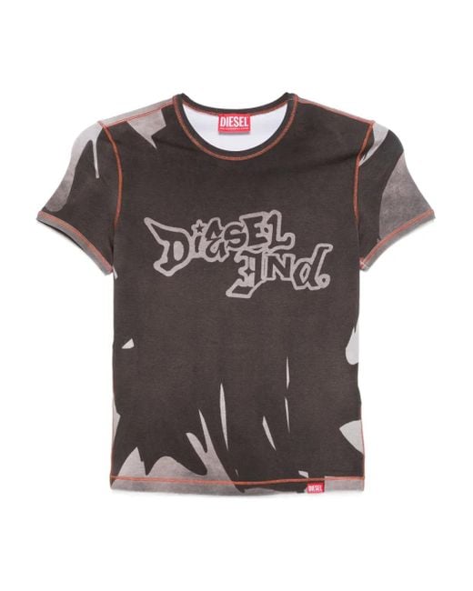 DIESEL T-Shirt Met Logoprint in het Brown