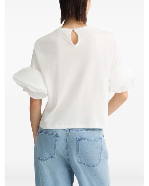 T-Shirt Con Ruches di Liu Jo in White