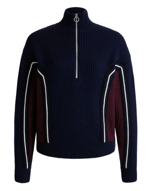 Pull En Maille Nervurée À Col Zippé Fusalp en coloris Blue