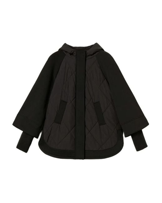 Twinset Black Hooded Quilted Puffer Jacket