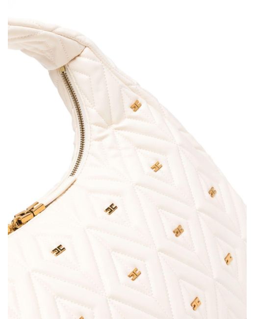 Elisabetta Franchi Natural Big Diamond-quilted Tote Bag