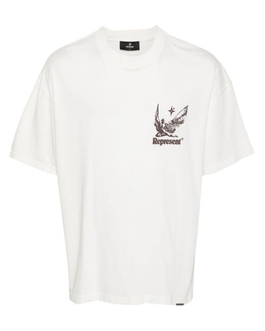 Represent White Logo-Print Cotton T-Shirt for men