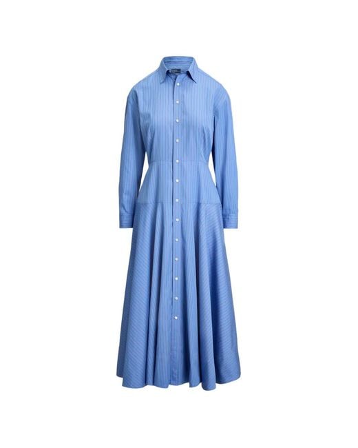 Polo Ralph Lauren Blue Pinstripe Midi Dress