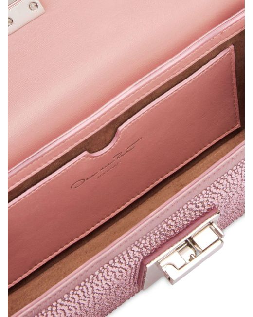 Oscar de la Renta Pink Clutch mit Kristallen