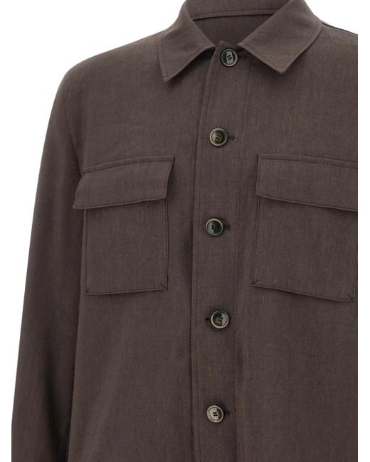 Boss Melierte Hemdjacke in Brown für Herren